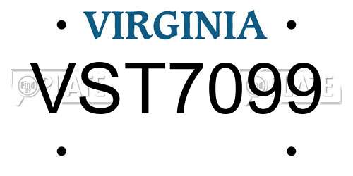 VST7099 Virginia License Plate