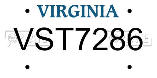 VST7286 Virginia License Plate