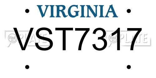 VST7317 Virginia License Plate