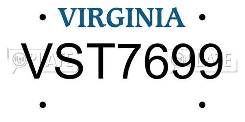 VST7699 Virginia License Plate