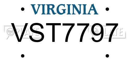 VST7797 Virginia License Plate