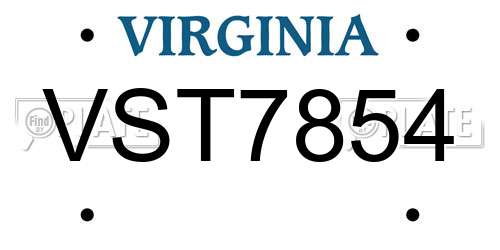 VST7854 Virginia License Plate