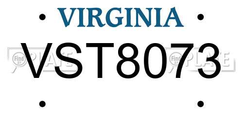VST8073 Virginia License Plate