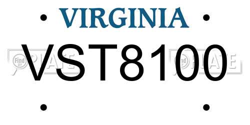 VST8100 Virginia License Plate