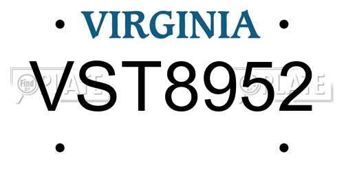 VST8952 Virginia License Plate
