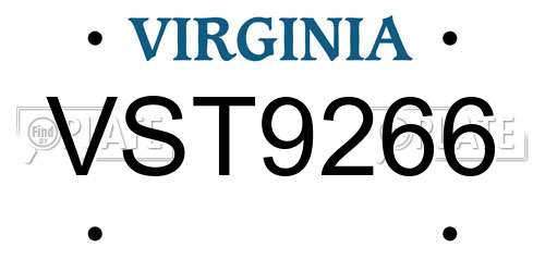 VST9266 Virginia License Plate