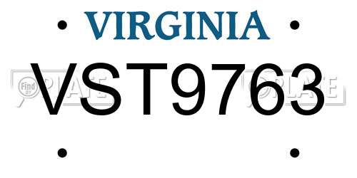 VST9763 Virginia License Plate