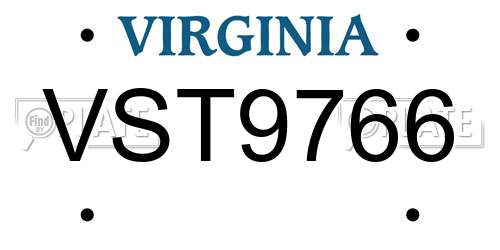 VST9766 Virginia License Plate