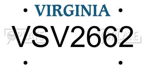 VSV2662 Virginia License Plate