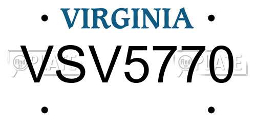 VSV5770 Virginia License Plate