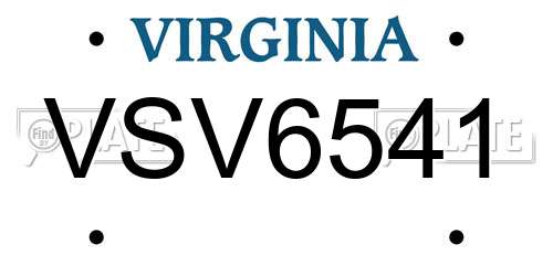 VSV6541 Virginia License Plate