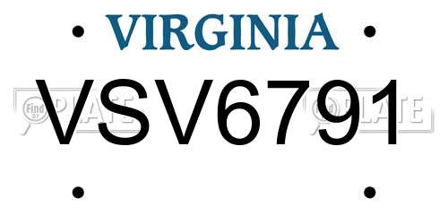 VSV6791 Virginia License Plate
