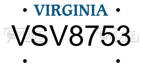 VSV8753 Virginia License Plate