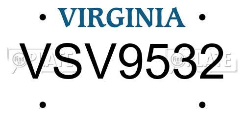 VSV9532 Virginia License Plate
