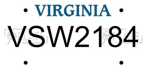 VSW2184 Virginia License Plate