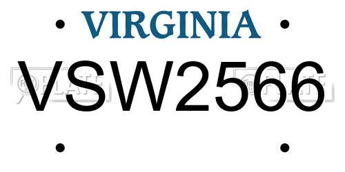 VSW2566 Virginia License Plate