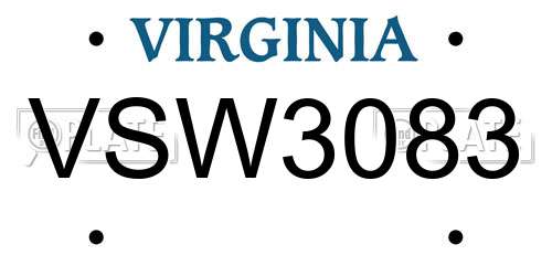 VSW3083 Virginia License Plate