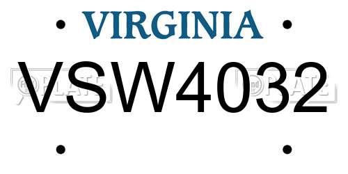 VSW4032 Virginia License Plate