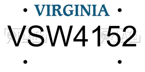 VSW4152 Virginia License Plate