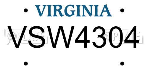 VSW4304 Virginia License Plate