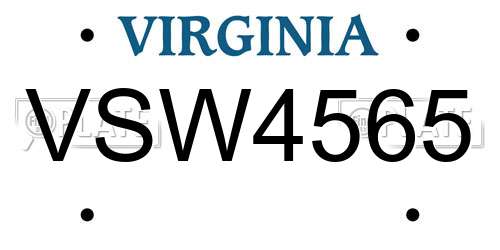 VSW4565 Virginia License Plate