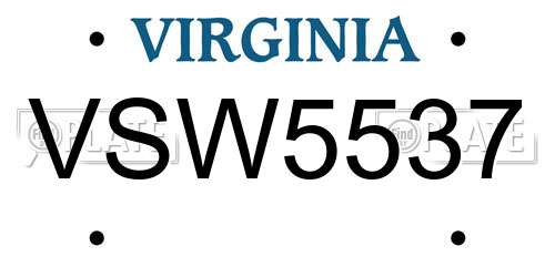 VSW5537 Virginia License Plate