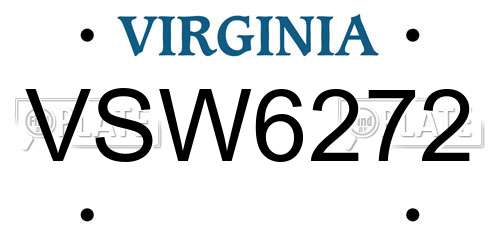 VSW6272 Virginia License Plate