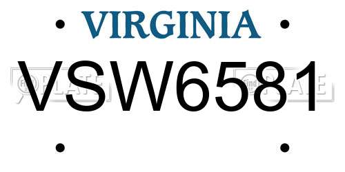 VSW6581 Virginia License Plate