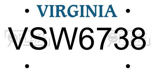 VSW6738 Virginia License Plate