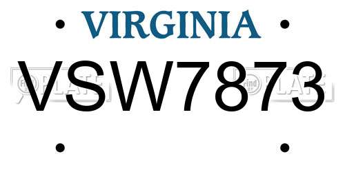 VSW7873 Virginia License Plate