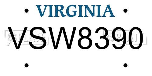 VSW8390 Virginia License Plate