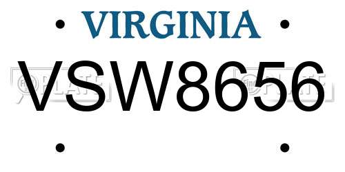 VSW8656 Virginia License Plate