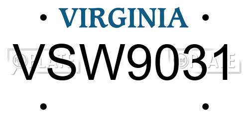 VSW9031 Virginia License Plate