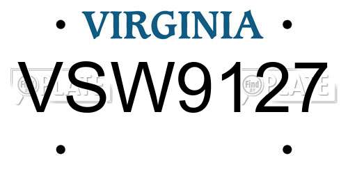 VSW9127 Virginia License Plate