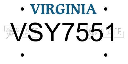 VSY7551 Virginia License Plate