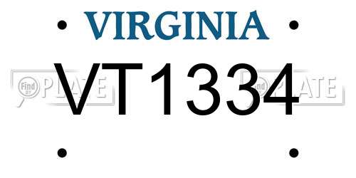 VT1334 Virginia License Plate