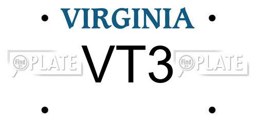 VT3 Virginia License Plate