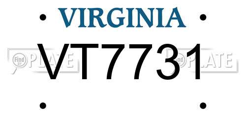 VT7731 Virginia License Plate