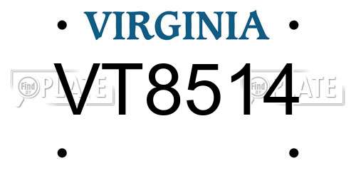 VT8514 Virginia License Plate