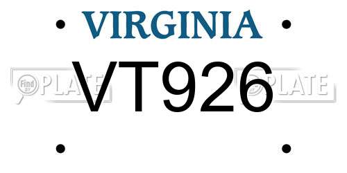 VT926 Virginia License Plate