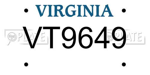 VT9649 Virginia License Plate
