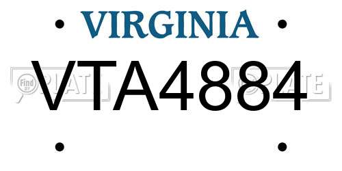 VTA4884 Virginia License Plate