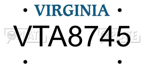 VTA8745 Virginia License Plate