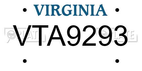 VTA9293 Virginia License Plate