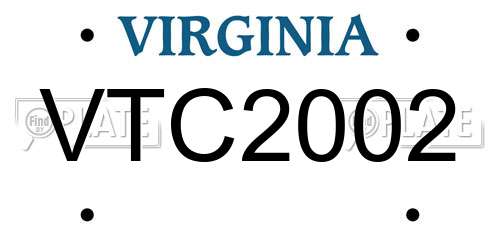 VTC2002 Virginia License Plate
