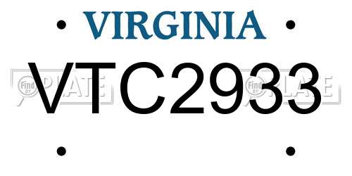 VTC2933 Virginia License Plate