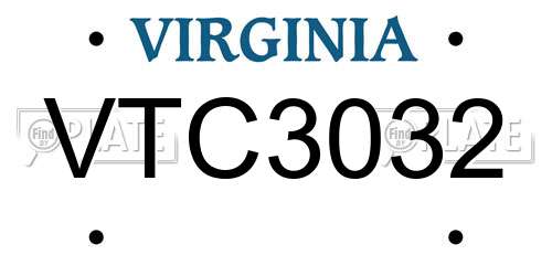 VTC3032 Virginia License Plate