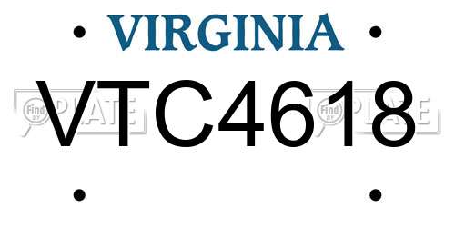 VTC4618 Virginia License Plate