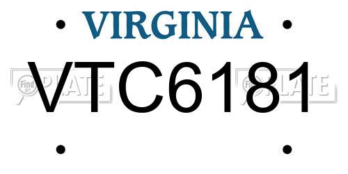 VTC6181 Virginia License Plate