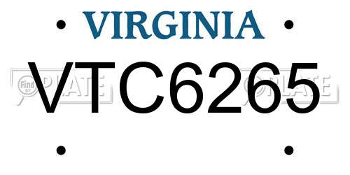 VTC6265 Virginia License Plate